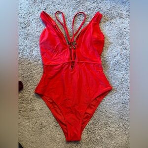Vibrant Red One Piece Swimsuit